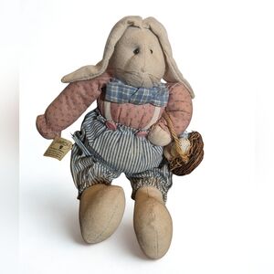 Vintage 1987 Handmade Primitive Bunny Doll Collectable Creations Folk Art Rabbit